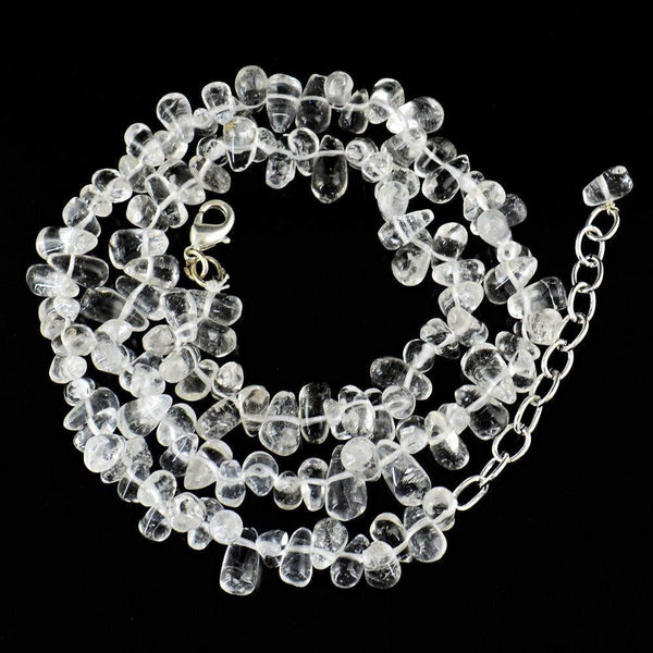 gemsmore:Untreated Natural White Quartz Necklace Tear Drop Beads