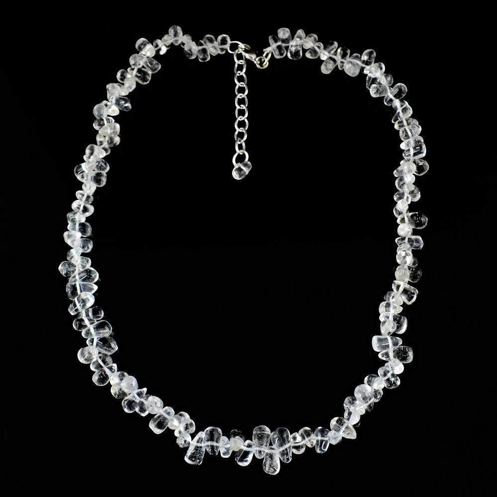 gemsmore:Untreated Natural White Quartz Necklace Tear Drop Beads