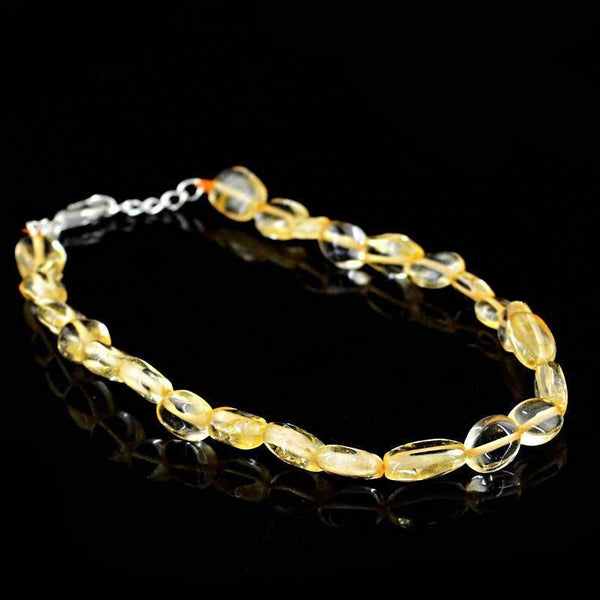 gemsmore:Untreated Natural Yellow Citrine Bracelet Oval Shape Beads