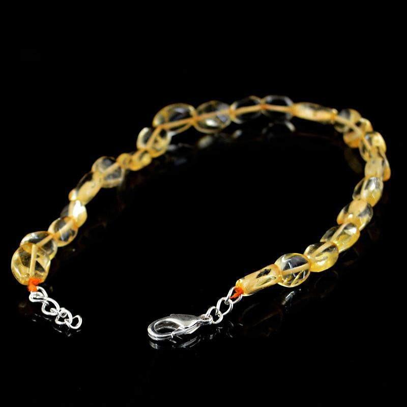 gemsmore:Untreated Natural Yellow Citrine Bracelet Oval Shape Beads