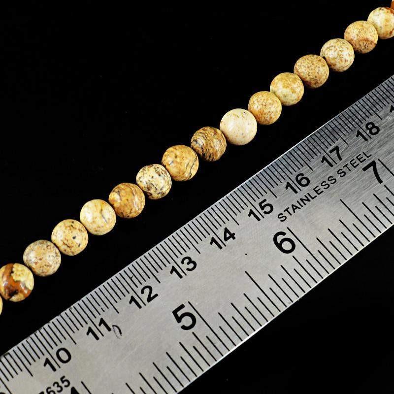 gemsmore:Untreated Picture Jasper Strand Natural Round Shape Drilled Beads
