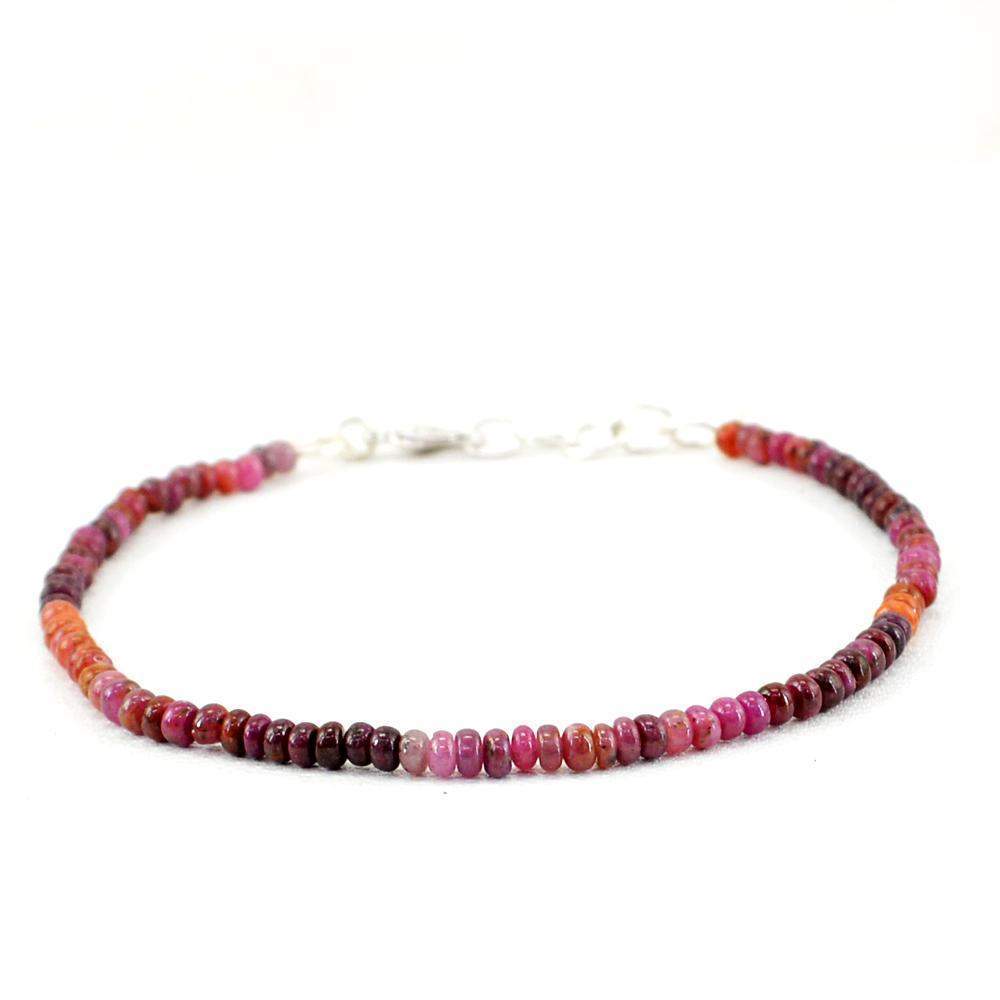 gemsmore:Untreated Red Ruby Bracelet Natural Round Shape Genuine Beads