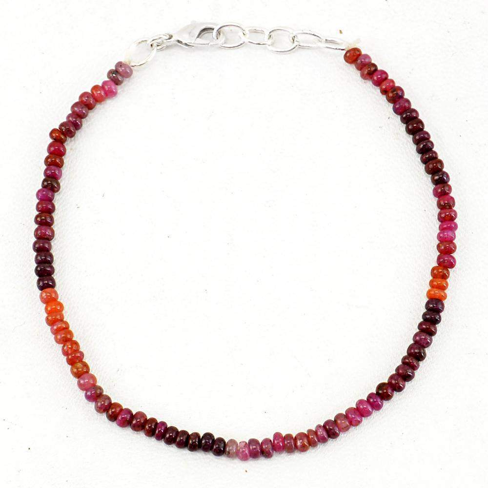 gemsmore:Untreated Red Ruby Bracelet Natural Round Shape Genuine Beads