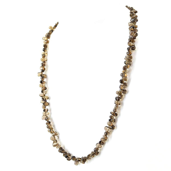 gemsmore:Untreated Smoky Quartz Necklace Natural Tear Drop Beads