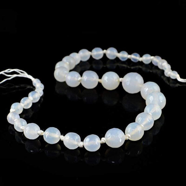 gemsmore:Untreated White Onyx Strand Natural Round Faceted Beads