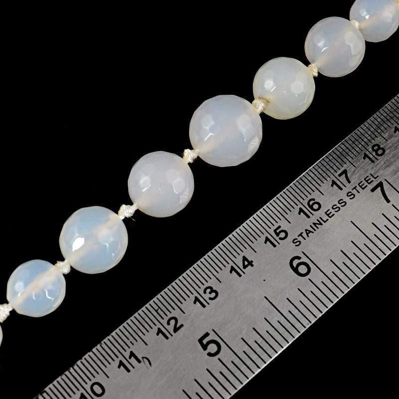 gemsmore:Untreated White Onyx Strand Natural Round Faceted Beads