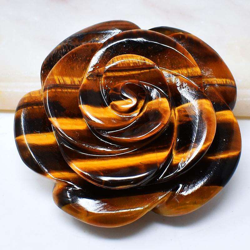 gemsmore:Very Attractive Hand Carved Golden Tiger Eye Rose