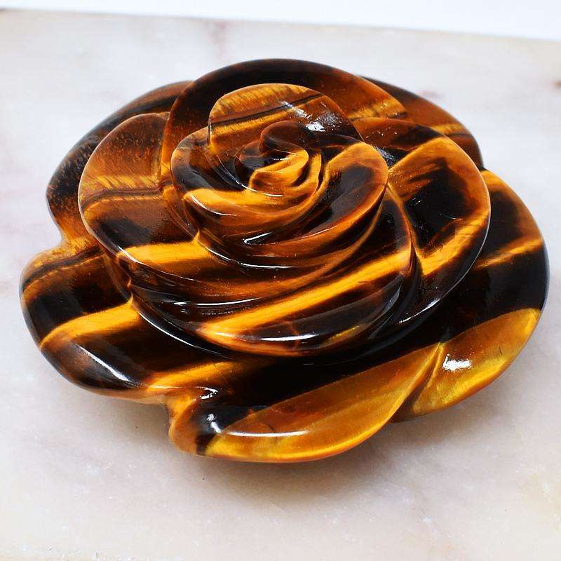 gemsmore:Very Attractive Hand Carved Golden Tiger Eye Rose