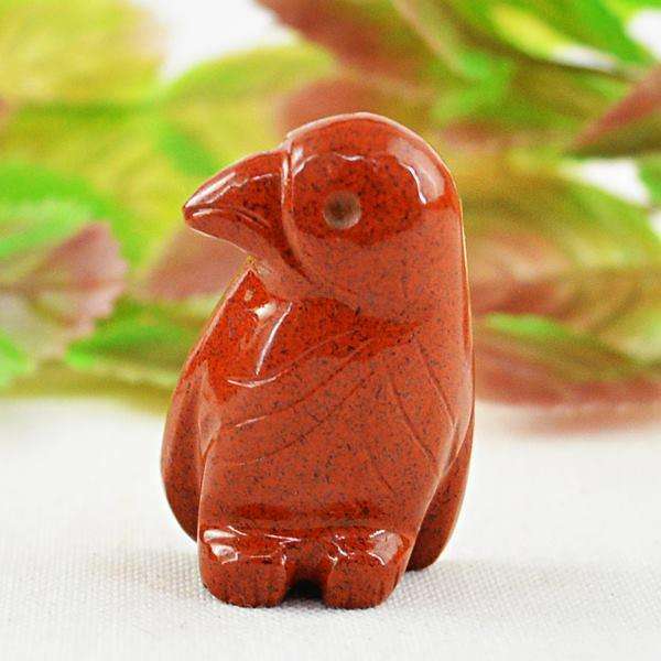 gemsmore:Very Tiny Red Jasper Hand Carved Miniature Penguin