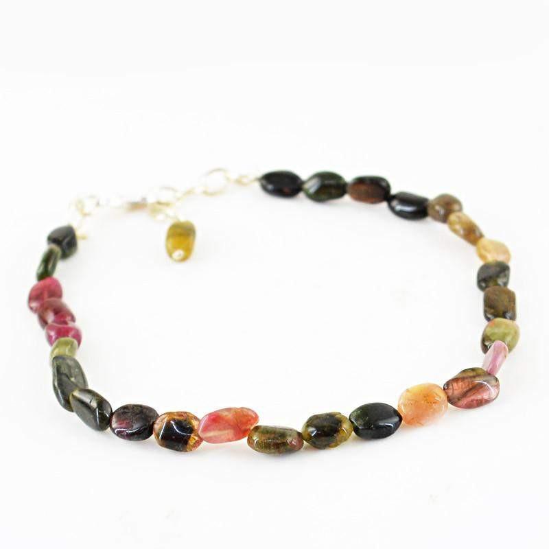 gemsmore:Watermelon Tourmaline Bracelet Natural Oval Shape Beads Bracelet