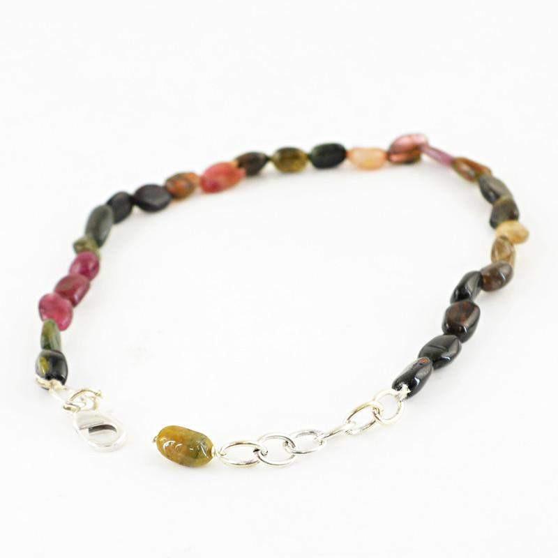 gemsmore:Watermelon Tourmaline Bracelet Natural Oval Shape Beads Bracelet