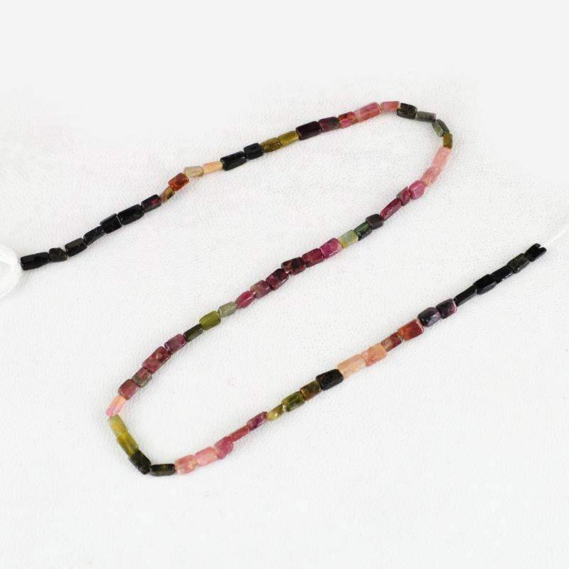 gemsmore:Watermelon Tourmaline Drilled Beads Strand Natural Untreated