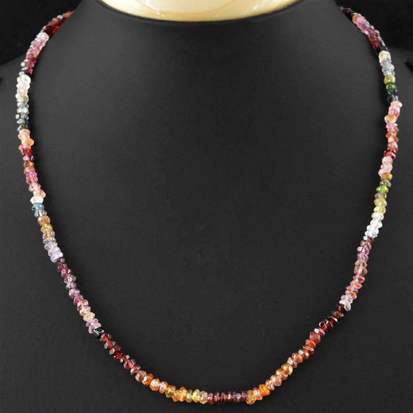 gemsmore:Watermelon Tourmaline Necklace Natural Round Shape Faceted Beads