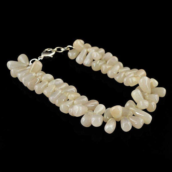 gemsmore:White Agate Bracelet Natural Tear Drop Beads