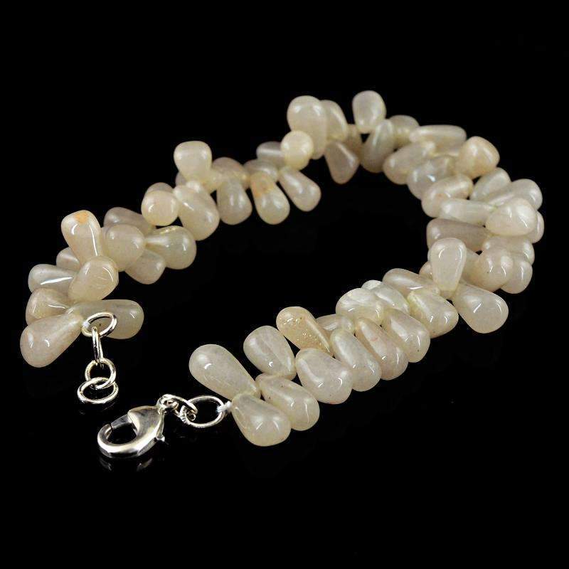 gemsmore:White Agate Bracelet Natural Tear Drop Beads