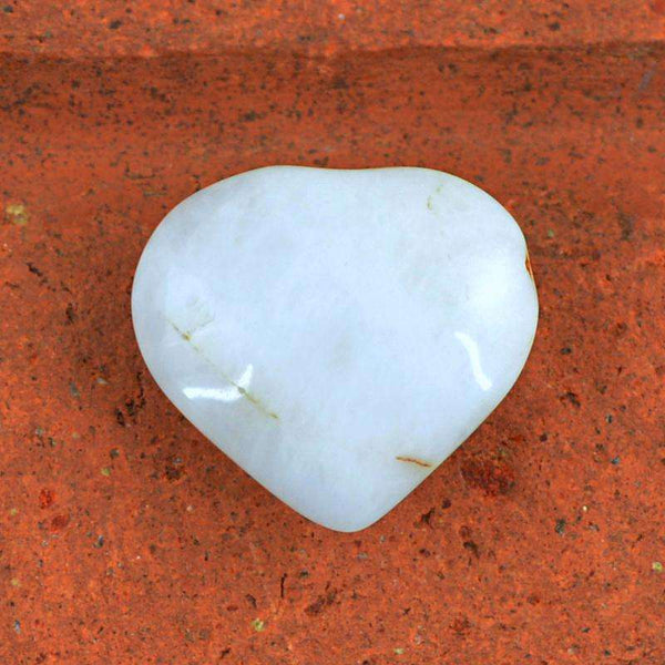gemsmore:White Agate Carved Gemstone Natural Heart Shape