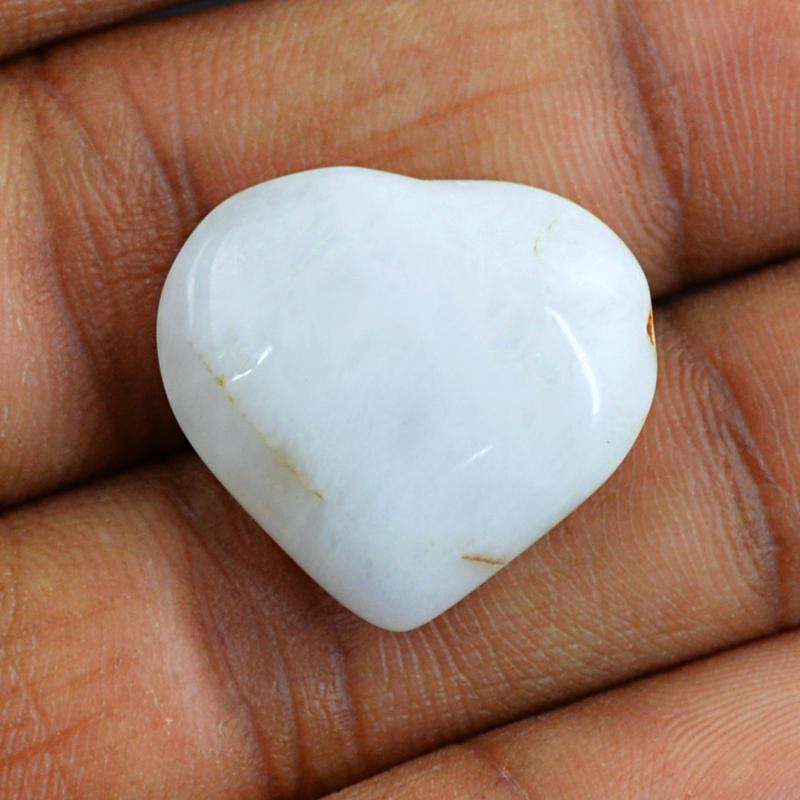 gemsmore:White Agate Carved Gemstone Natural Heart Shape