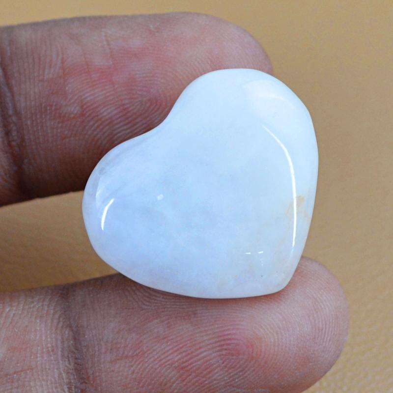 gemsmore:White Agate Gemstone Natural Untreated Heart Shape