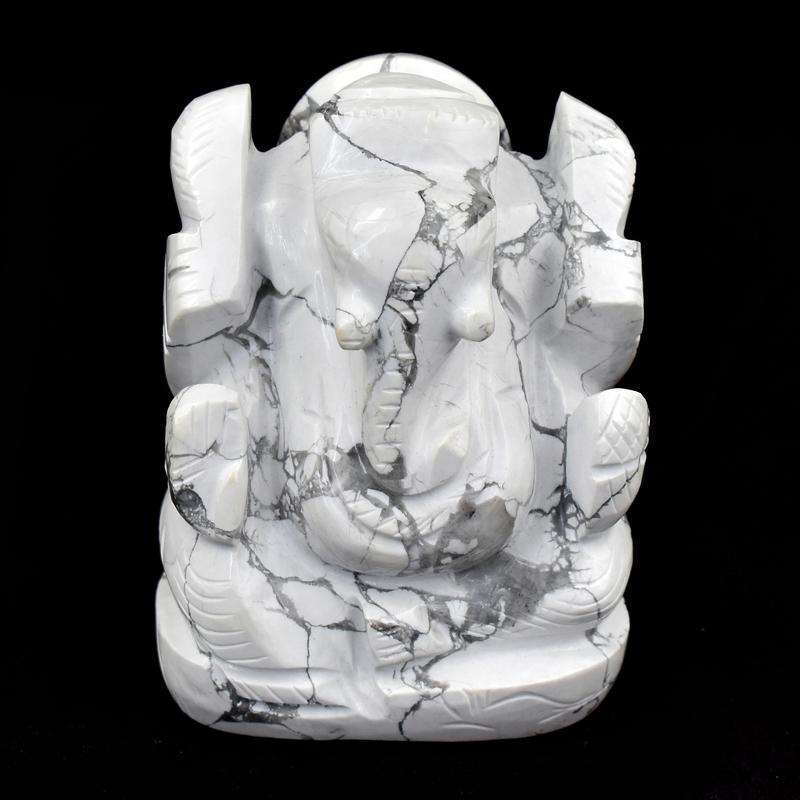 gemsmore:White Howlite Hand Carved Gemstone Lord Ganesha