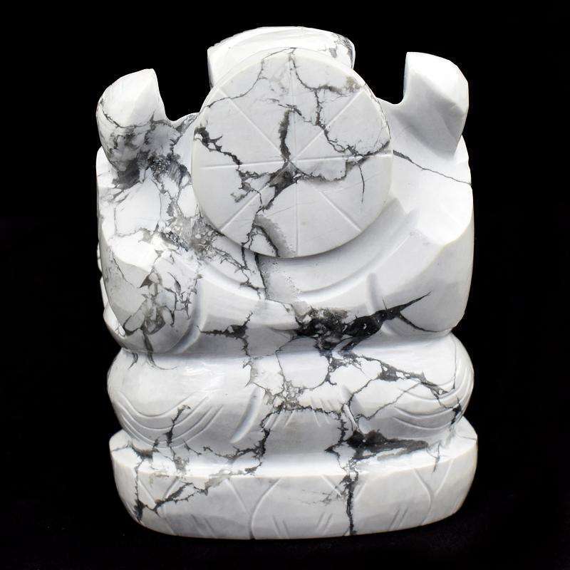 gemsmore:White Howlite Hand Carved Gemstone Lord Ganesha