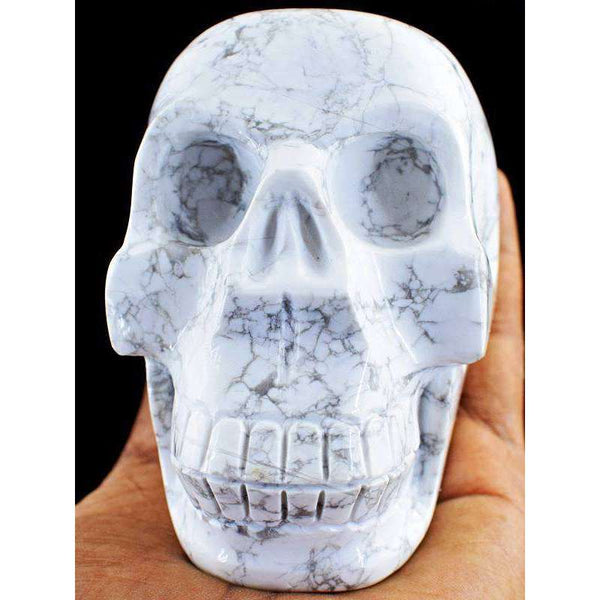gemsmore:White Howlite Hand Carved Human Skull