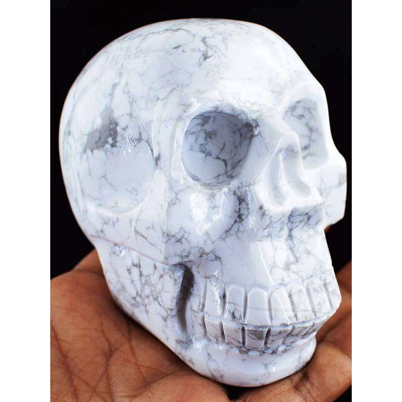 gemsmore:White Howlite Hand Carved Human Skull