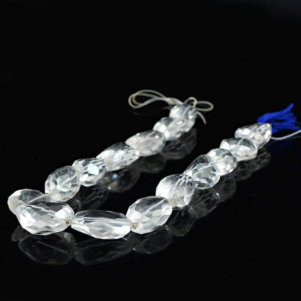 gemsmore:White Quartz Beads Strand - Natural Faceted Drilled