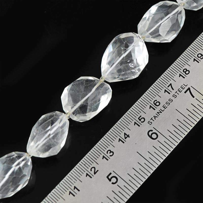 gemsmore:White Quartz Beads Strand - Natural Faceted Drilled