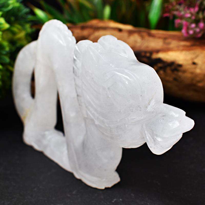 gemsmore:White Quartz Craftsmen Hand Carved Dragon - Museum Size