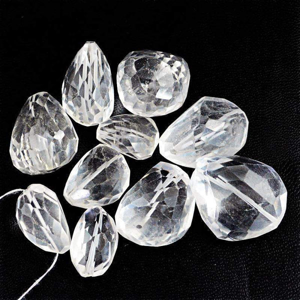 gemsmore:White Quartz Drilled Beads Lot - Natural Faceted