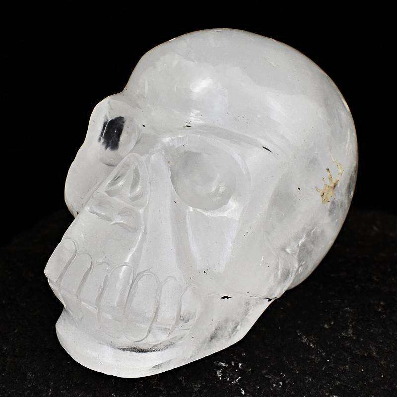 gemsmore:White Quartz Hand Carved Human Skull Gemstone