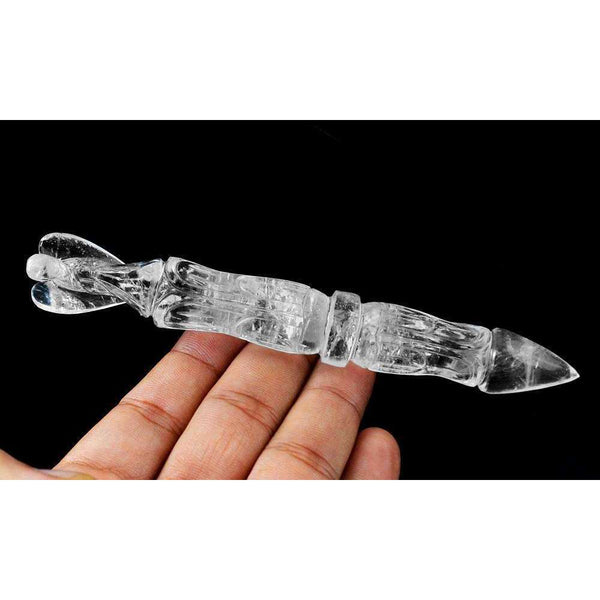 gemsmore:White Quartz Hand Carved Reiki Healing Angel Point