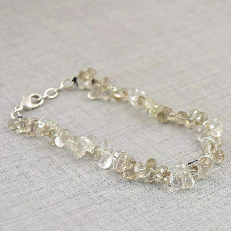 gemsmore:White Quartz Tear Drop Beads Bracelet Natural Untreated