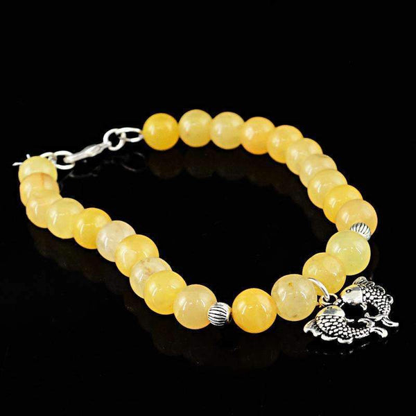 gemsmore:Wholesale Price Yellow Aventurine Bracelet Natural Round Shape Beads