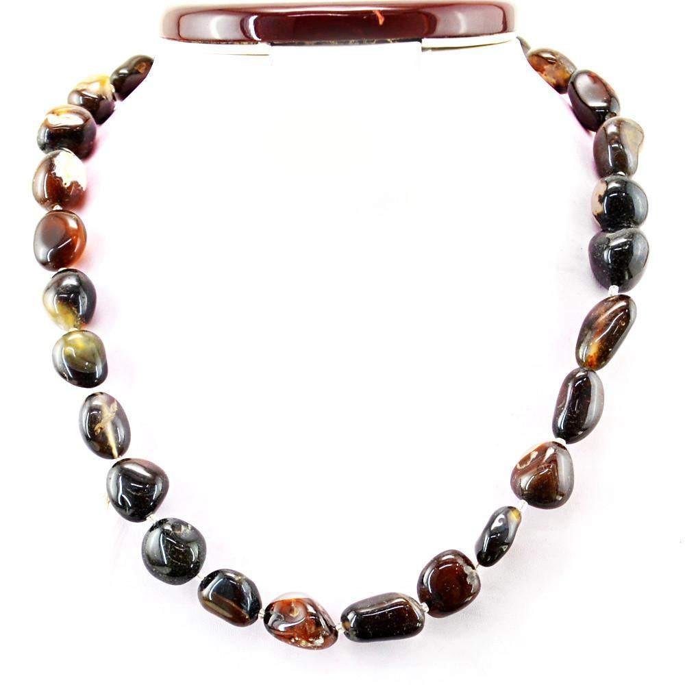 gemsmore:Women Jewellery Brown Onyx Necklace Untreated Beads