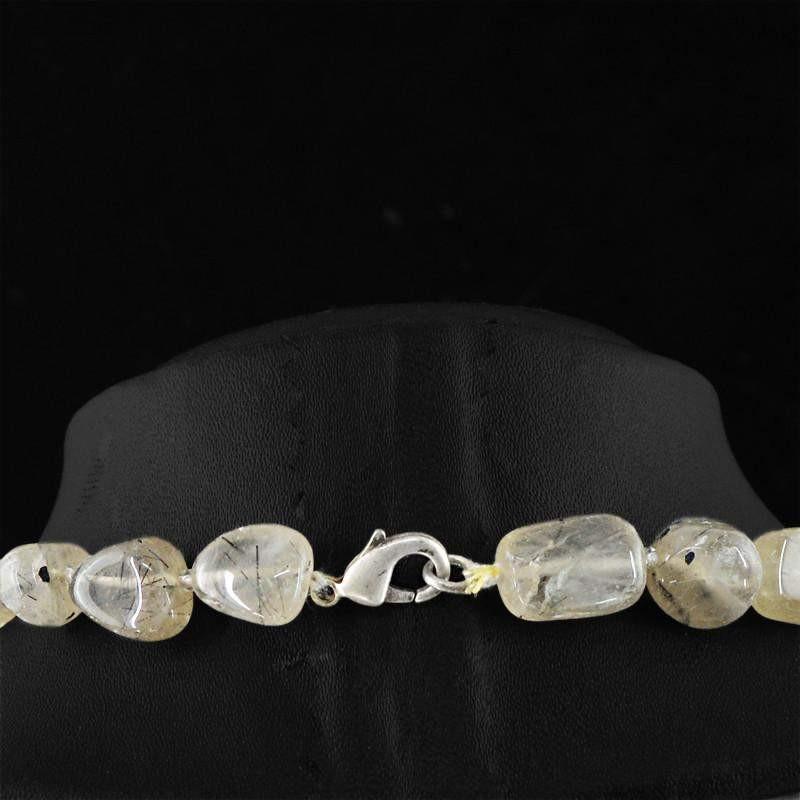 gemsmore:Women Jewellery Rutile Quartz Necklace Natural Untreated Beads