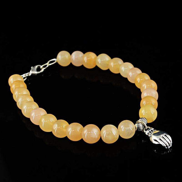 gemsmore:Yellow Aventurine Bracelet Natural Round Charm Beads