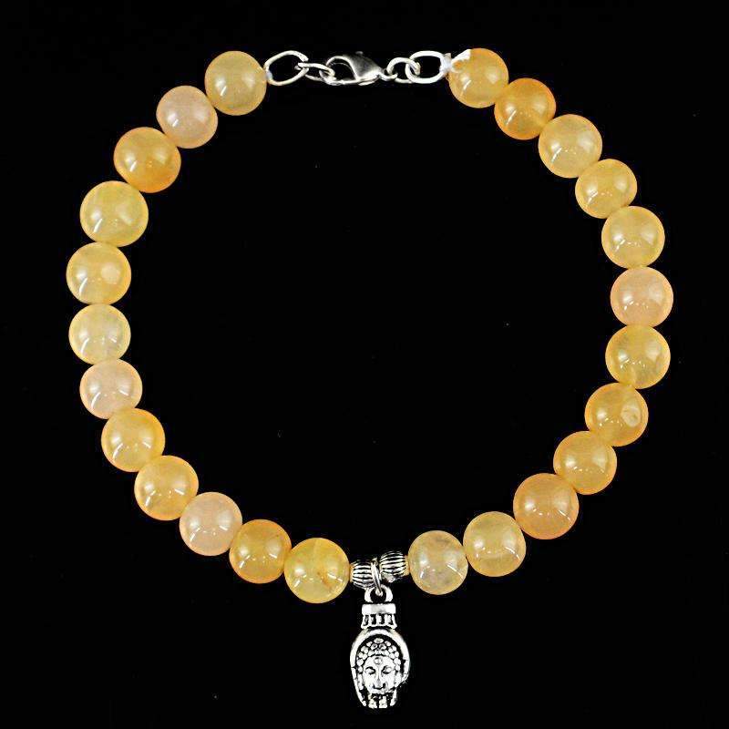gemsmore:Yellow Aventurine Bracelet Natural Round Charm Beads