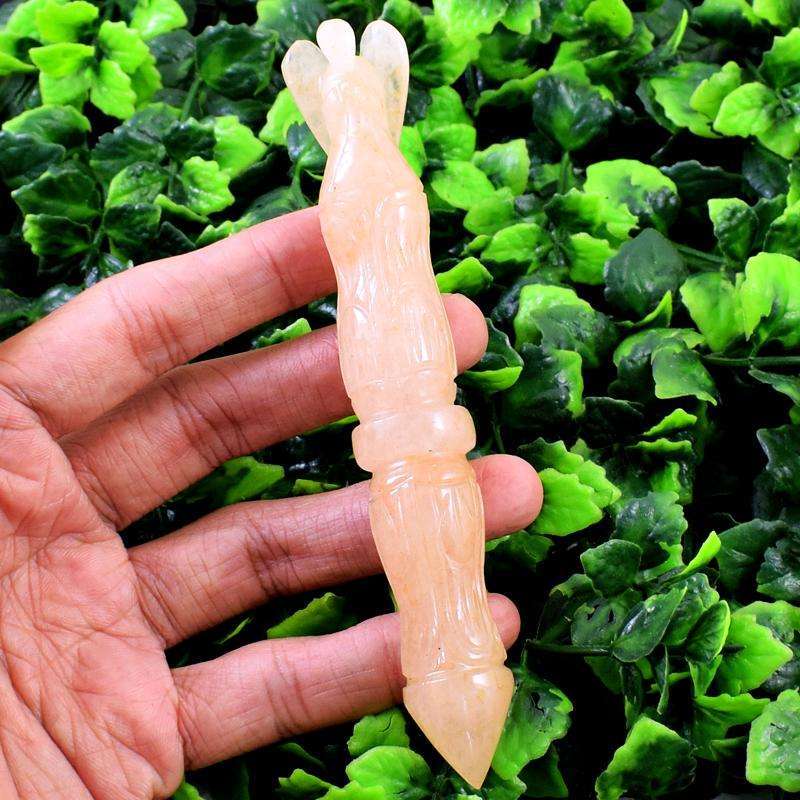 gemsmore:Yellow Aventurine Hand Carved Healing Angel Point Stick