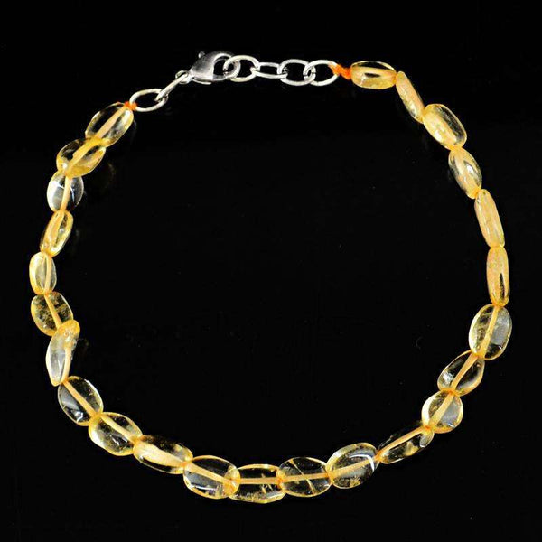 gemsmore:Yellow Citrine Beads Bracelet Natural Oval Shape