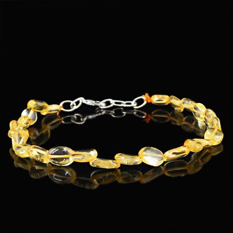 gemsmore:Yellow Citrine Beads Bracelet Natural Oval Shape