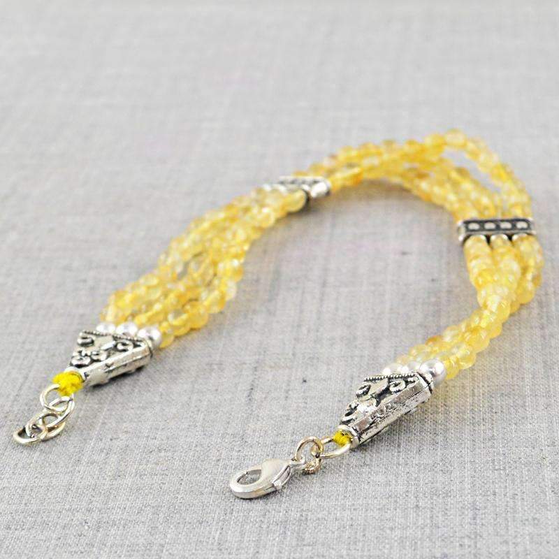 gemsmore:Yellow Citrine Bracelet - Natural Round Shape Beads