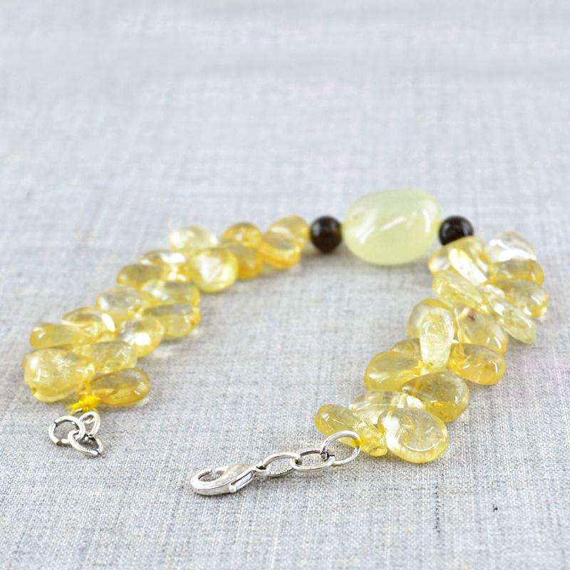 gemsmore:Yellow Citrine & Chalcedony Bracelet Natural Pear Shape Beads