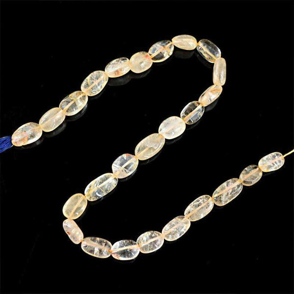 gemsmore:Yellow Citrine Drilled Beads Strand - Natural Oval Shape