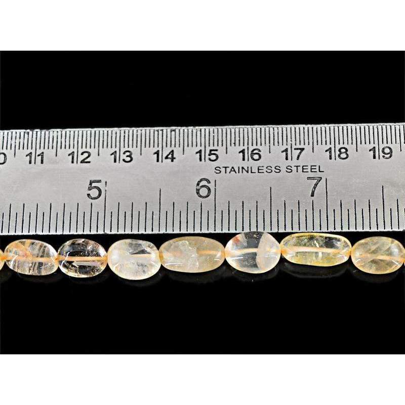gemsmore:Yellow Citrine Drilled Beads Strand - Natural Oval Shape