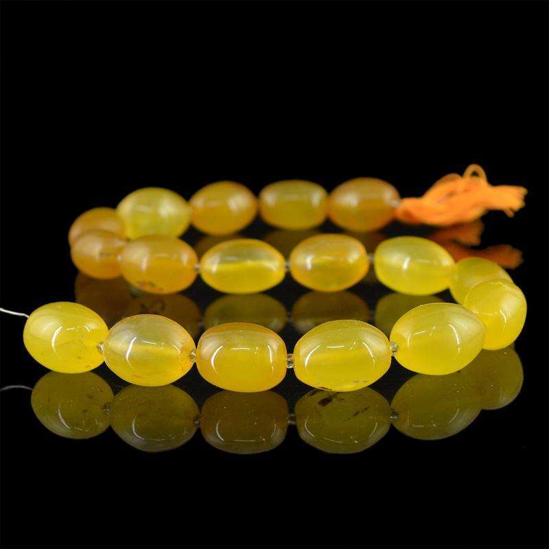 gemsmore:Yellow Onyx Drilled Beads Strand - Natural Untreated